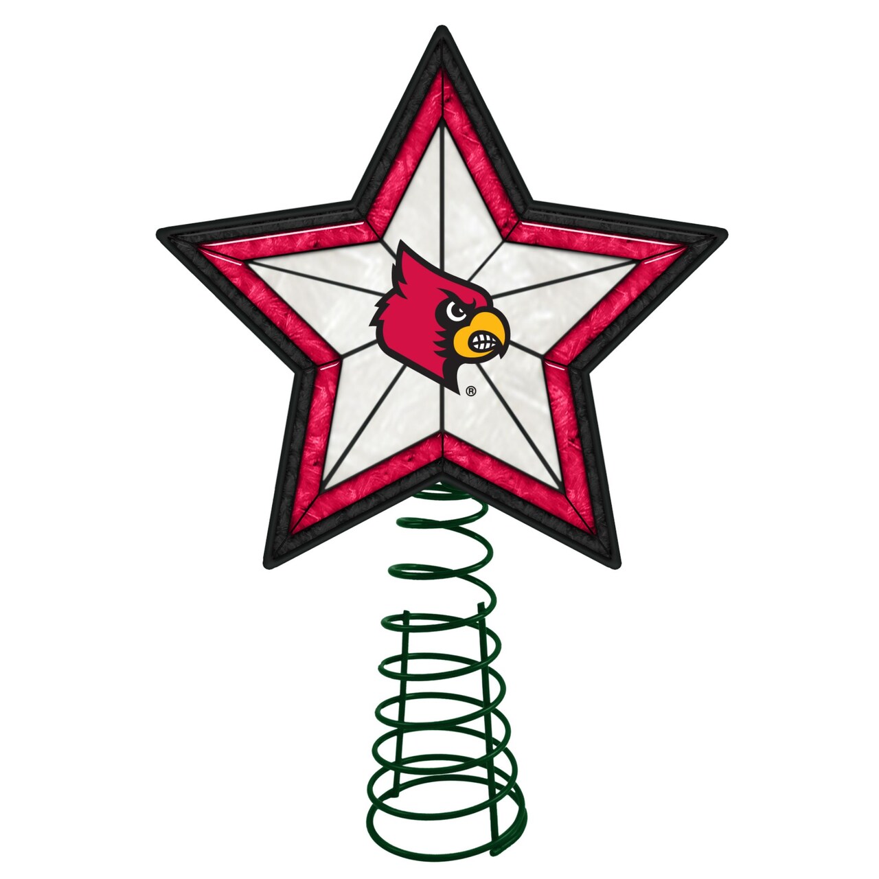The Memory Company 10" Lighted Pink and Black Star NCAA Louisville Cardinals Christmas Tree Topper